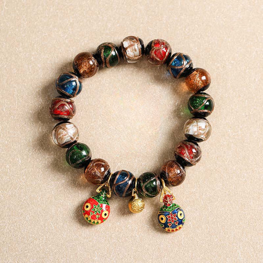 Buddha Life Fragrant Ash Glazed Bracelet, Gold-swallowing Beast Multicolored Bracelet.