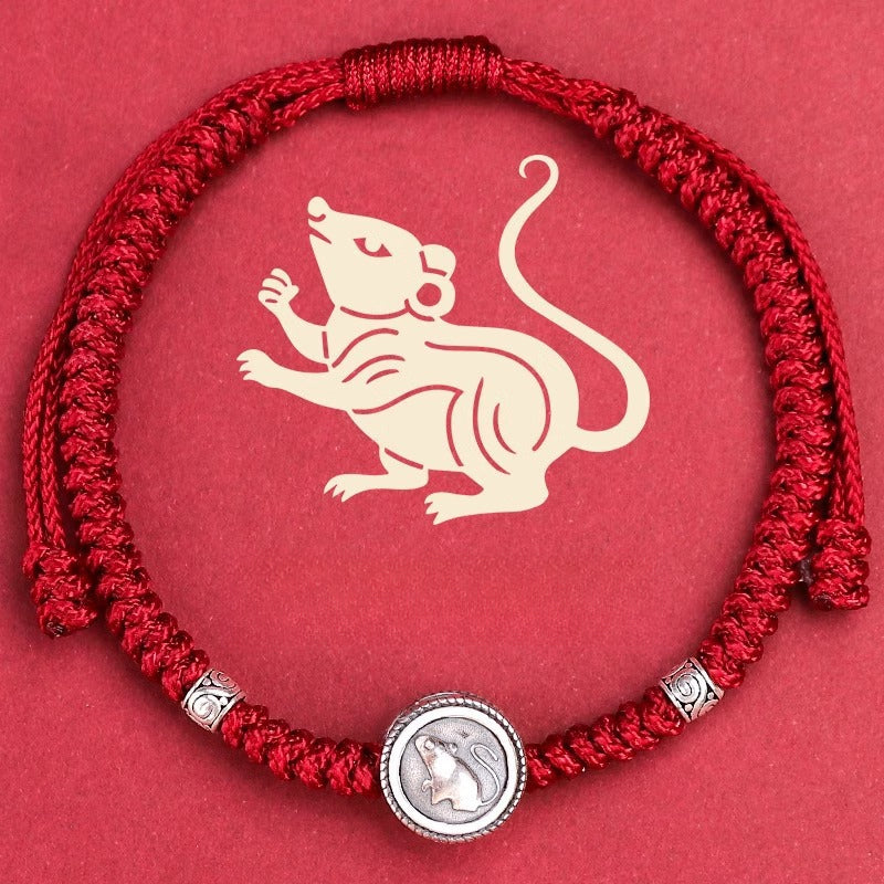 Buddha Life S925 Sterling Silver Zodiac Hand Rope Women's 2025 Year of The Snake Natal Year Red Rope
