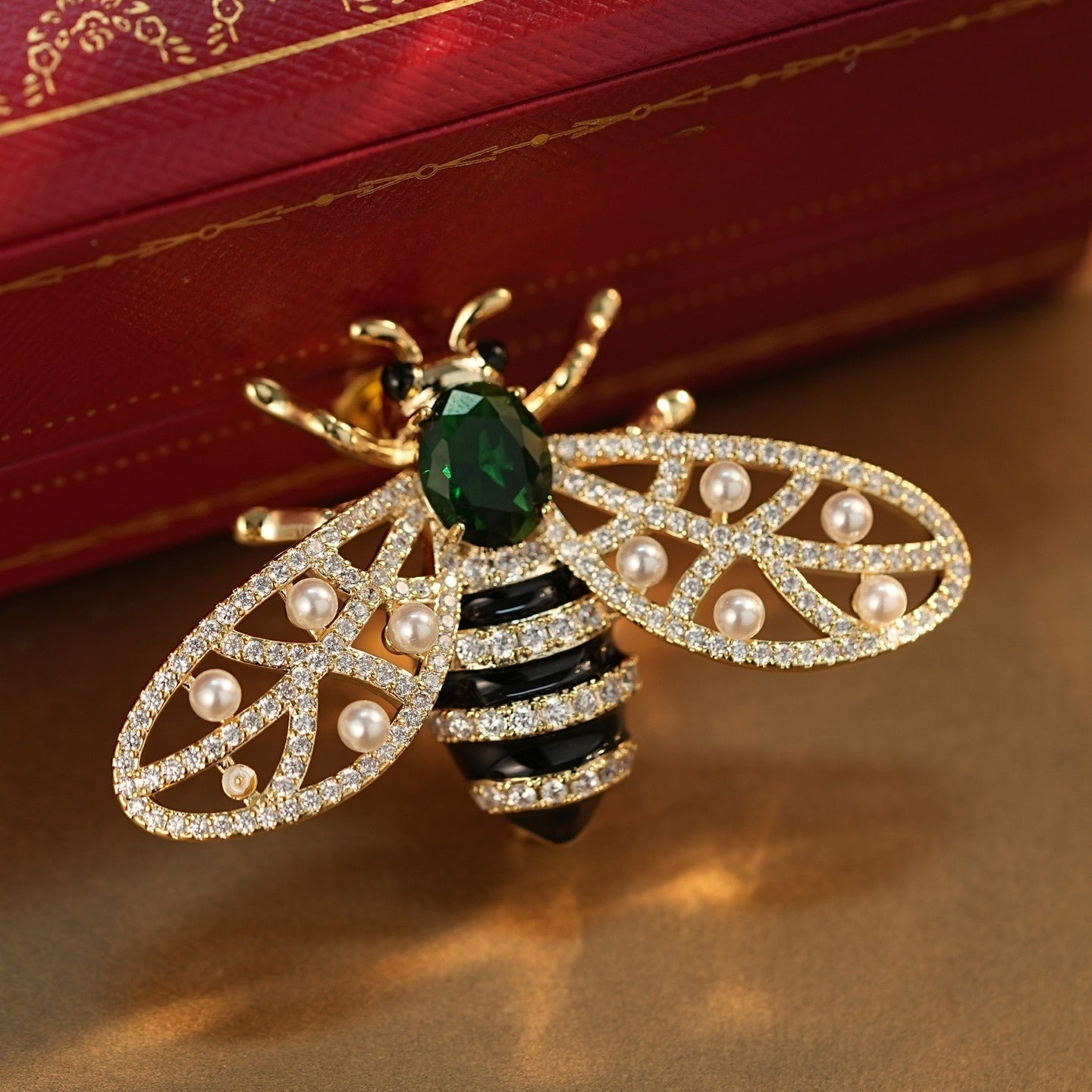Emerald Bee Brooch
