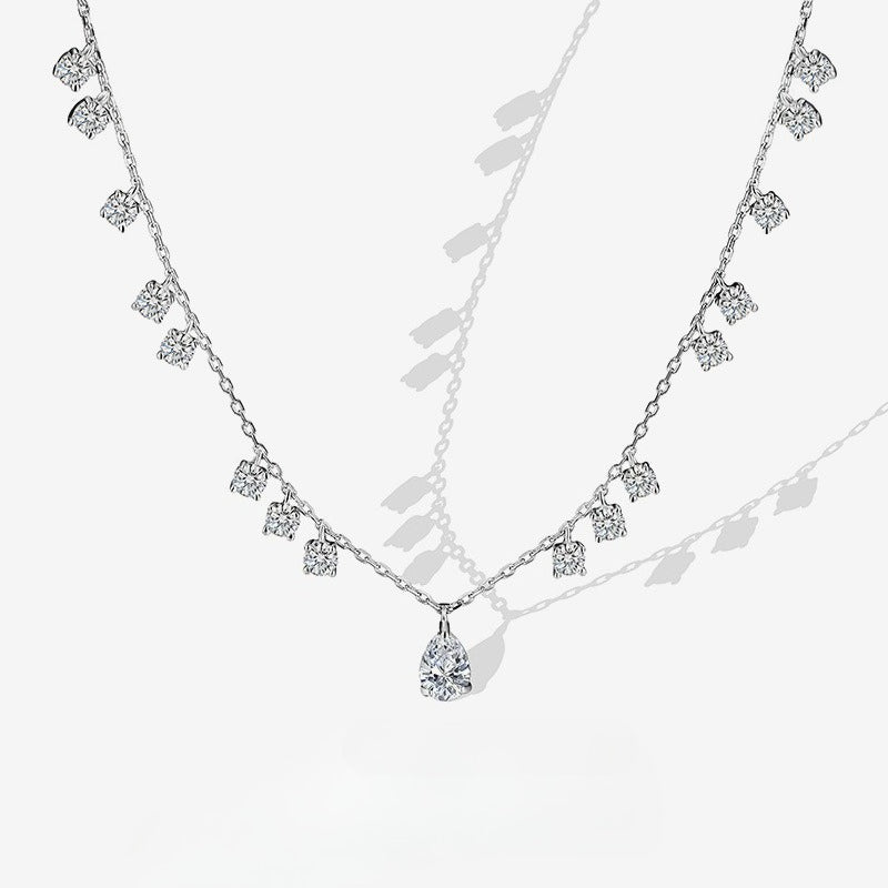 S925 Sterling Silver Necklace Zircon Elegant Temperament Versatile Premium Sense Clavicle Chain