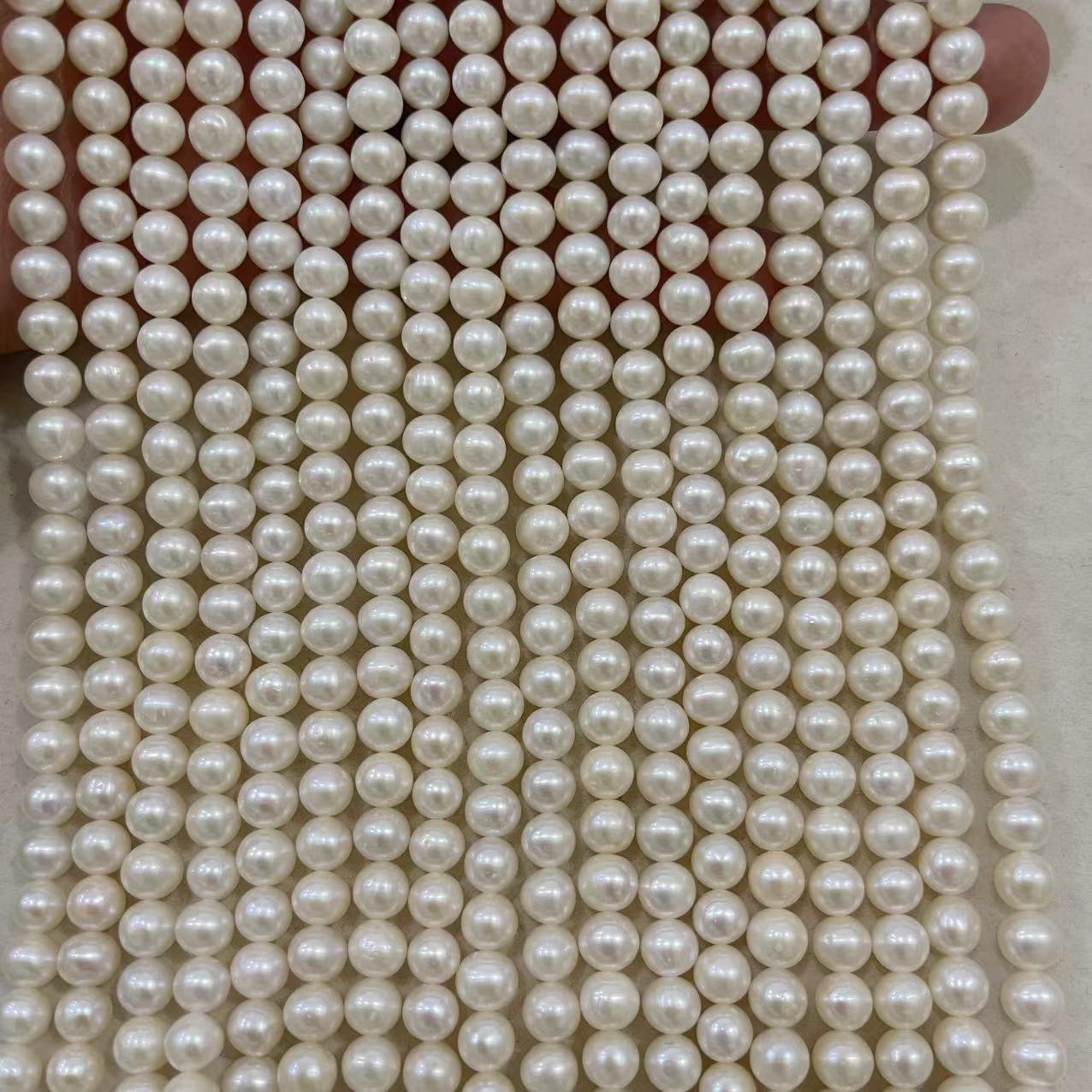 3–10mm Natural Freshwater Near-Round Pearl Strands – Loose White Pearls for DIY Jewelry Making