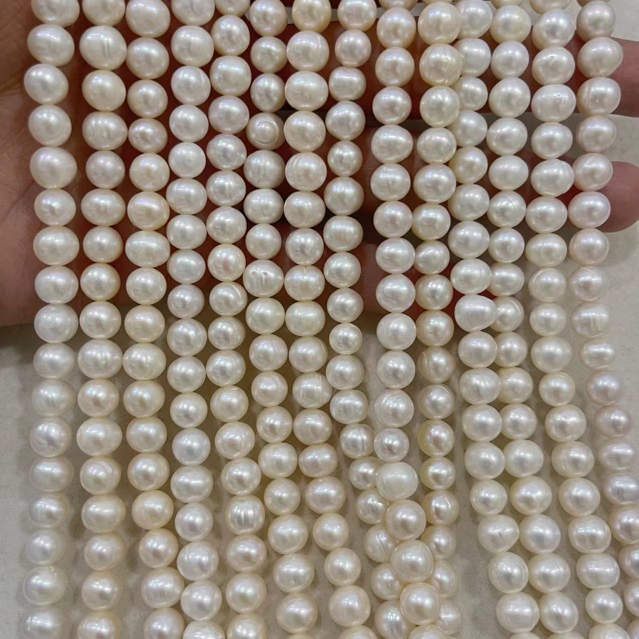 3–10mm Natural Freshwater Near-Round Pearl Strands – Loose White Pearls for DIY Jewelry Making