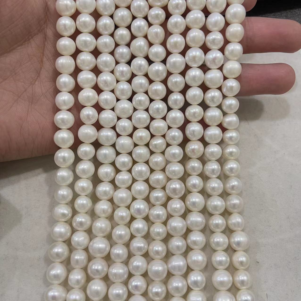 3–10mm Natural Freshwater Near-Round Pearl Strands – Loose White Pearls for DIY Jewelry Making