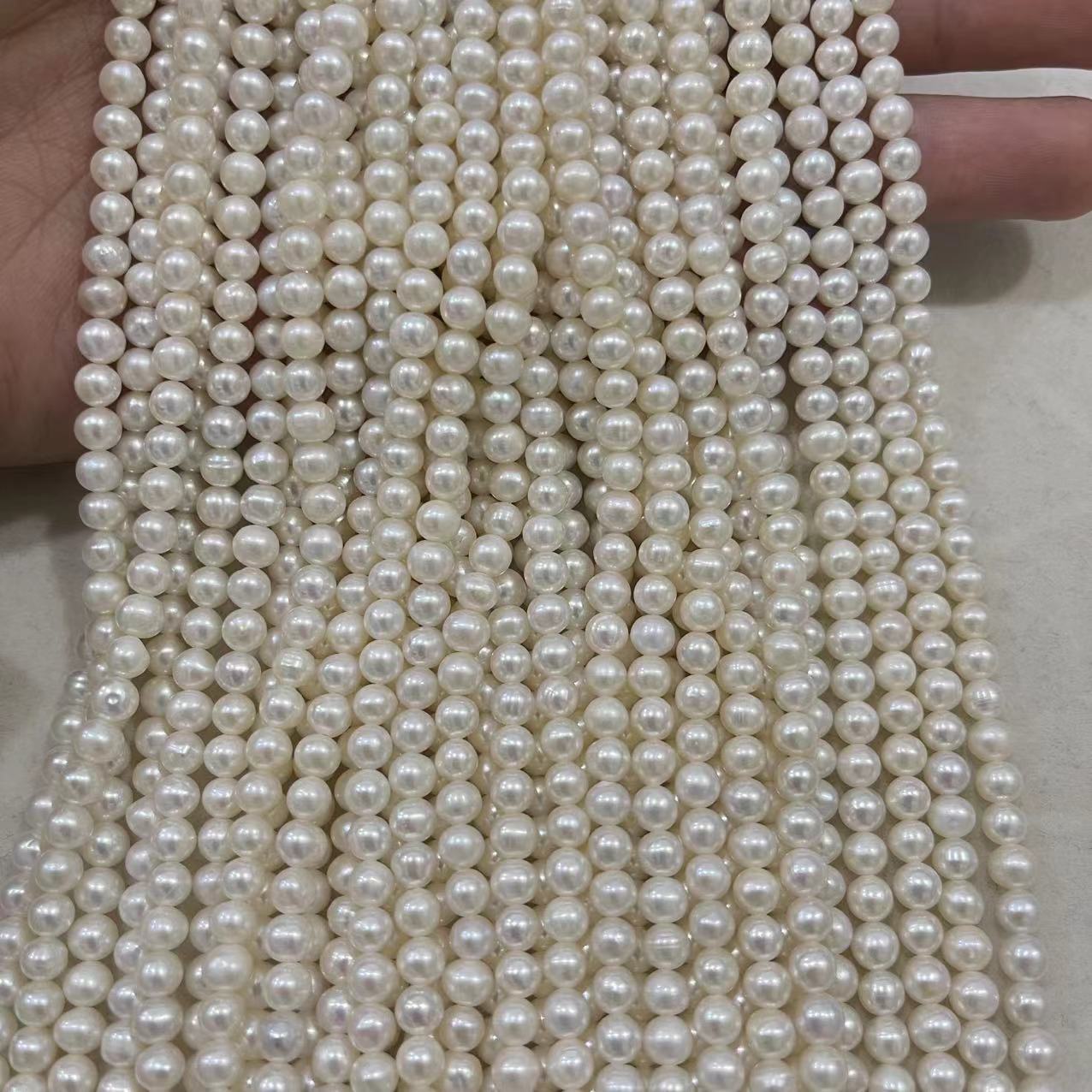 3–10mm Natural Freshwater Near-Round Pearl Strands – Loose White Pearls for DIY Jewelry Making