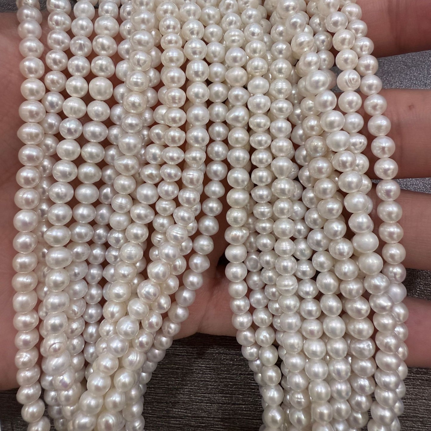 3–10mm Natural Freshwater Near-Round Pearl Strands – Loose White Pearls for DIY Jewelry Making