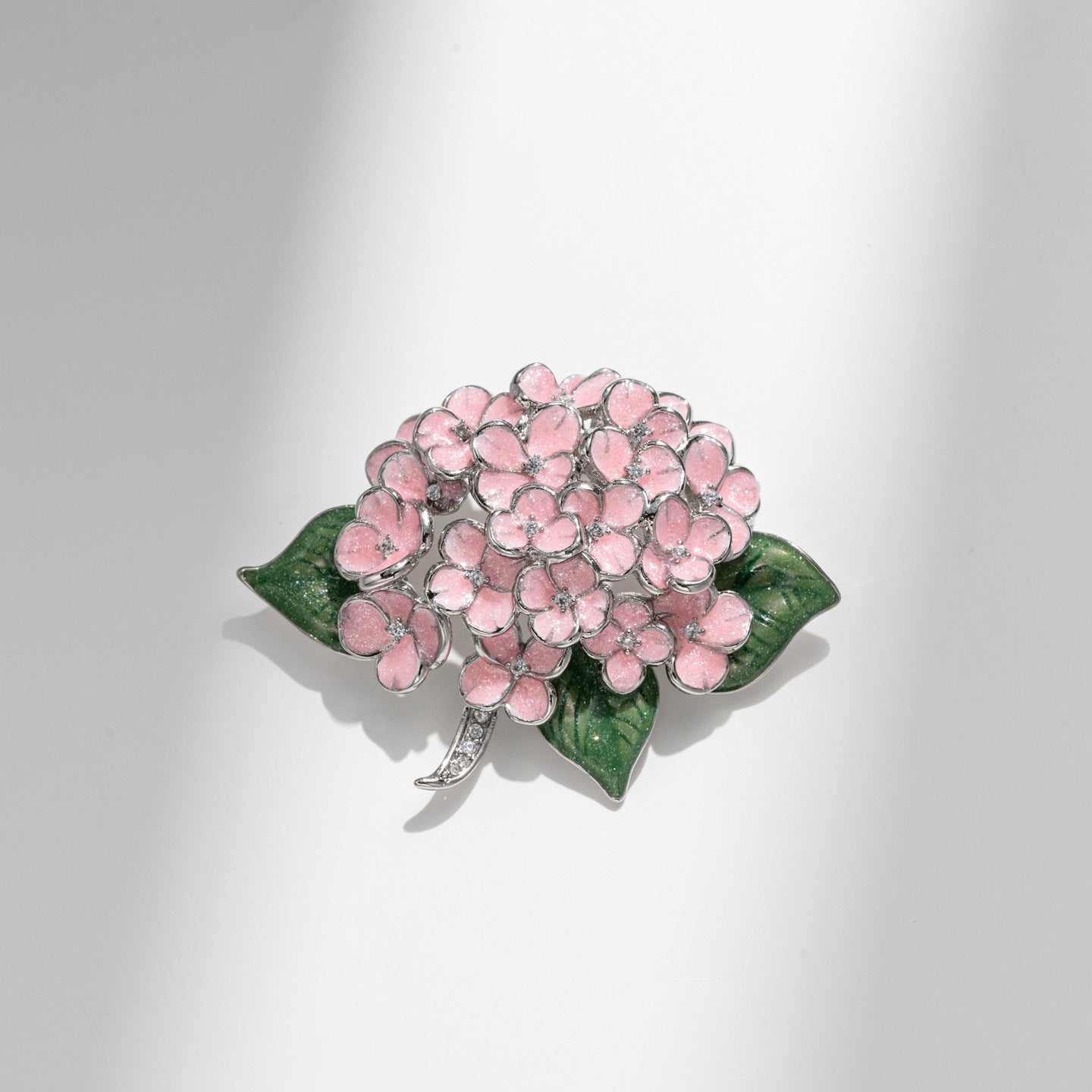 Elegant Pink Hydrangea Brooch – Floral Enamel Statement Pin