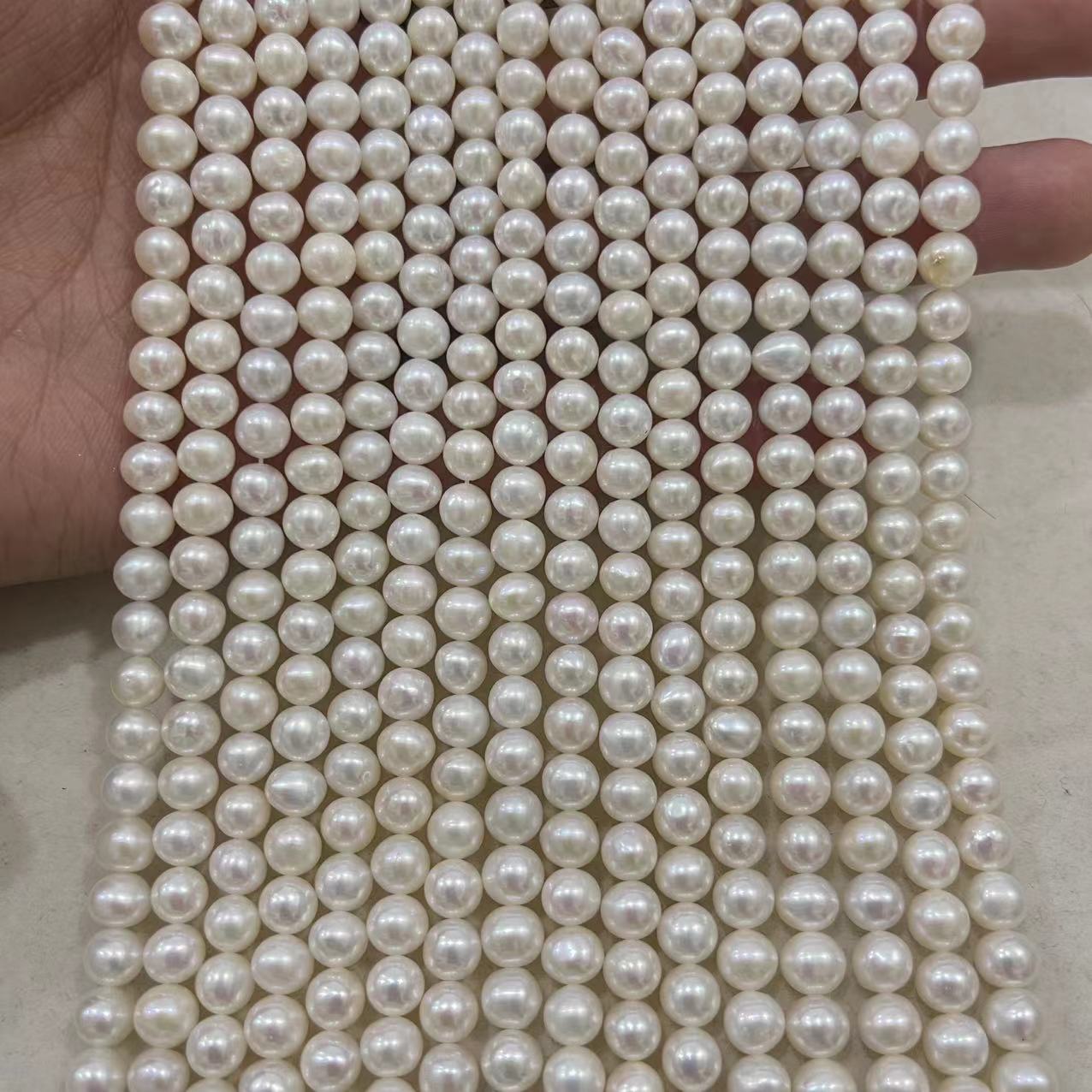 3–10mm Natural Freshwater Near-Round Pearl Strands – Loose White Pearls for DIY Jewelry Making