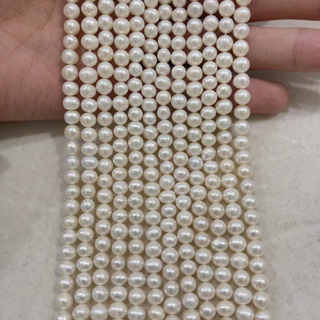 3–10mm Natural Freshwater Near-Round Pearl Strands – Loose White Pearls for DIY Jewelry Making