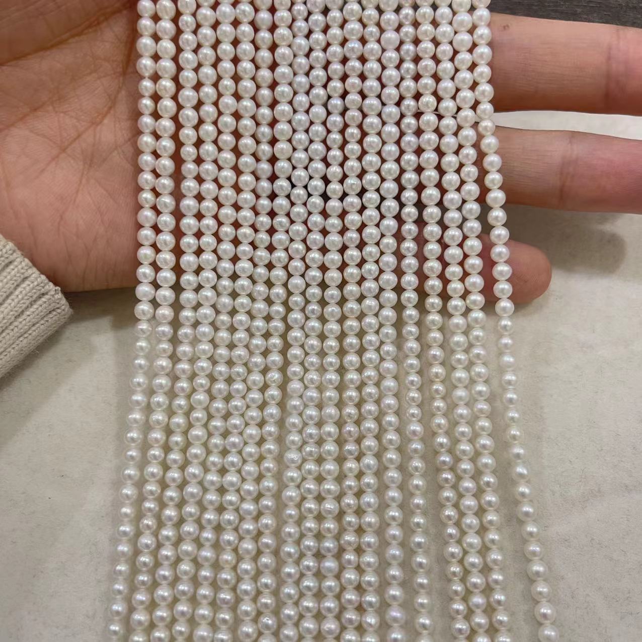 3–10mm Natural Freshwater Near-Round Pearl Strands – Loose White Pearls for DIY Jewelry Making